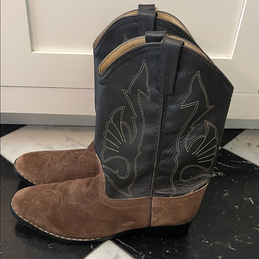 Masterson Brown and Black Leather Western Cowboy Boots Size 5 D - Picture 4 of 9